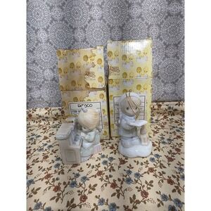 Precious‎ Moments Boy Singing w/Dog & Girl Playing Piano Enesco Ornaments Set
